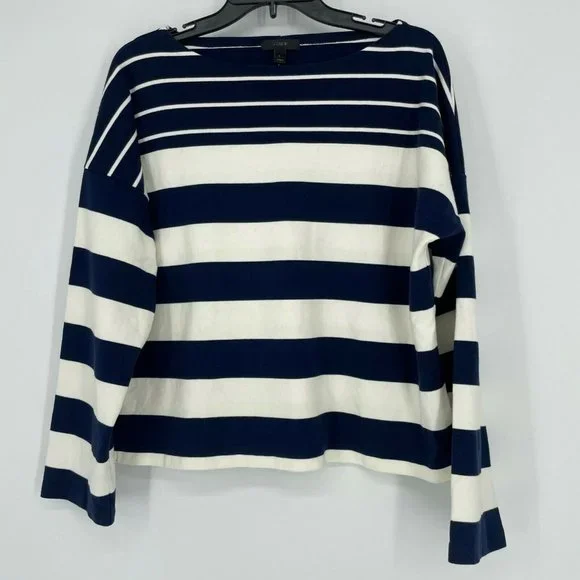 J. Crew Navy and White Striped Sweater - Picture 1 of 7